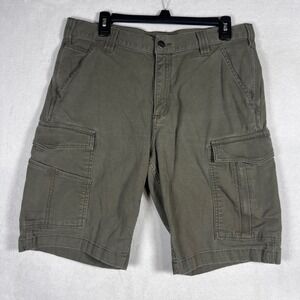 Carhartt Mens Relaxed Fit Cargo Shorts Olive Green Canvas Workwear Size 34